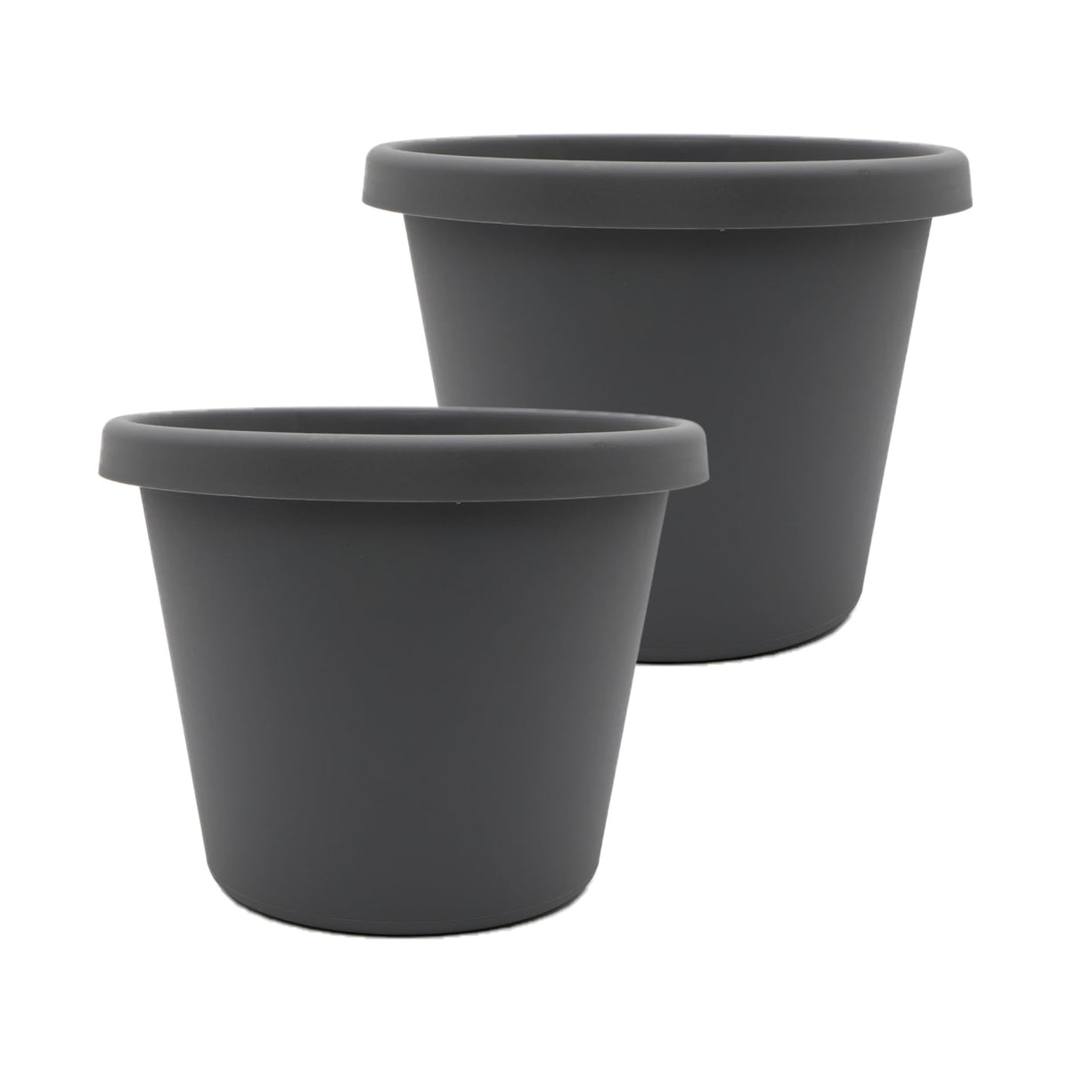 The HC Companies Prima Round Plastic Plant Pot w/Rolled Rim - Lightweight & UV Resistant Flower Pot for Herbs & More - Outdoor & Indoor Plant Pots w/Drainage (12 inch, Warm Gray, Pack of 1)