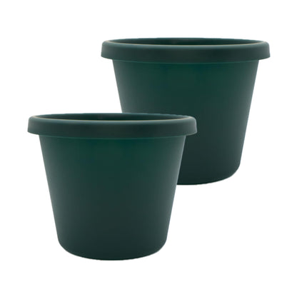 The HC Companies Prima Round Plastic Plant Pot w/Rolled Rim - Lightweight & UV Resistant Flower Pot for Herbs & More - Outdoor & Indoor Plant Pots w/Drainage (12 inch, Warm Gray, Pack of 1)