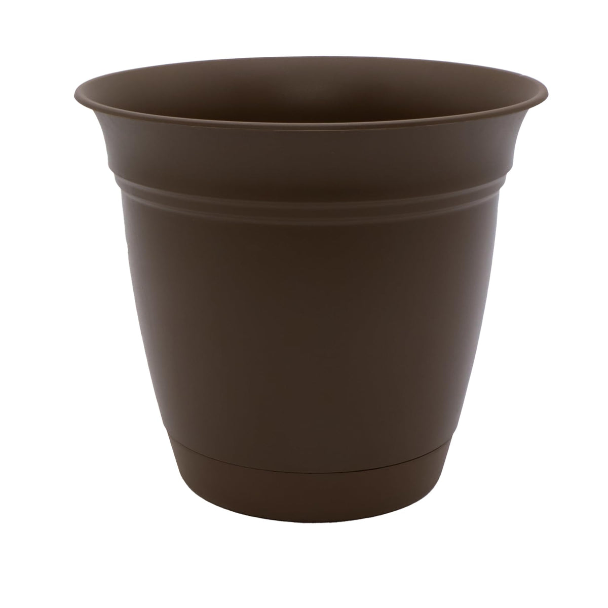 The HC Companies Eclipse Round Planter with Saucer - Outdoor & Indoor Plant Pot with Drainage Holes - Lightweight, UV-Resistant Plastic Pots for Plants, Flowers & Herbs (20" Black, Pack of 1)