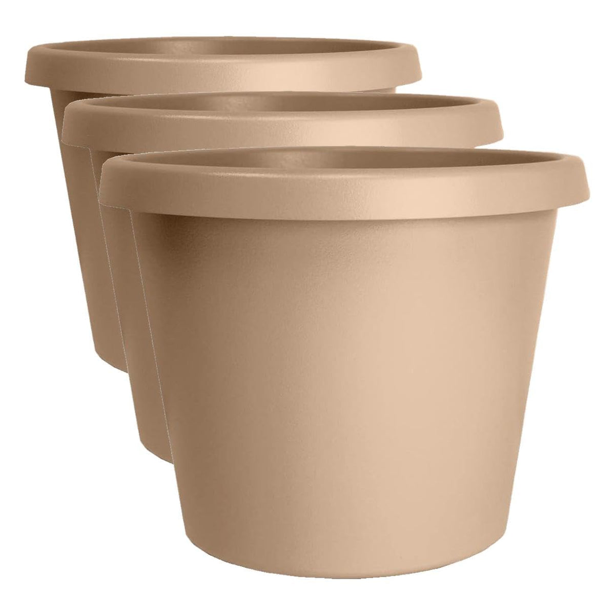 The HC Companies Prima Round Plastic Plant Pot w/Rolled Rim - Lightweight & UV Resistant Flower Pot for Herbs & More - Outdoor & Indoor Plant Pots w/Drainage (12 inch, Warm Gray, Pack of 1)
