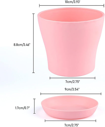 KINGLAKE 8 Pcs 4" Plastic Plant Flower Seedlings Nursery Pot/Pots Planter Colorful Flower Plant Container Seed Starting Pots with Pallet and Drainage Holes for Home Garden Flowers Plants,8 Colors