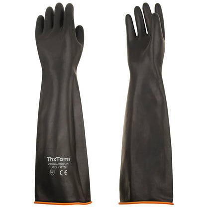 ThxToms Chemical Resistant Gloves, 28 Mil Heavy Duty Latex, 14 Inch, 1 Pair