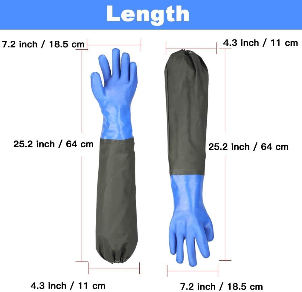 Haiou 25" Long Rubber Gloves for Waterproof Pond Gloves for Cleaning -Large