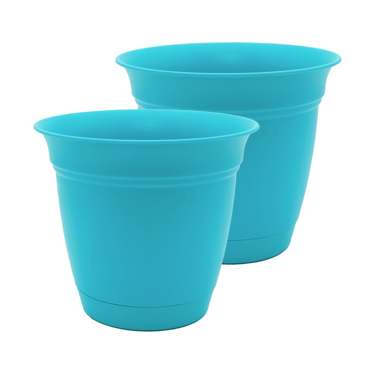The HC Companies Eclipse Round Planter with Saucer - Outdoor & Indoor Plant Pot with Drainage Holes - Lightweight, UV-Resistant Plastic Pots for Plants, Flowers & Herbs (20" Black, Pack of 1)