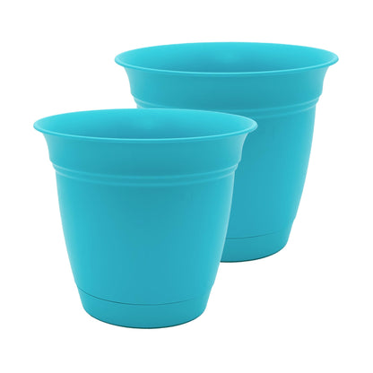 The HC Companies Eclipse Round Planter with Saucer - Outdoor & Indoor Plant Pot with Drainage Holes - Lightweight, UV-Resistant Plastic Pots for Plants, Flowers & Herbs (20" Black, Pack of 1)