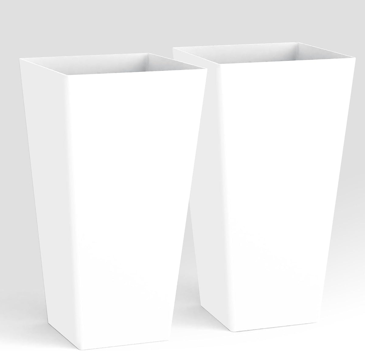 Worth Garden 20" White Plant Pots Tall Flower Pots Set of 2 Planters