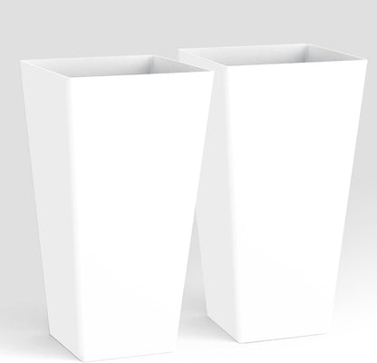 Worth Garden 20" White Plant Pots Tall Flower Pots Set of 2 Planters