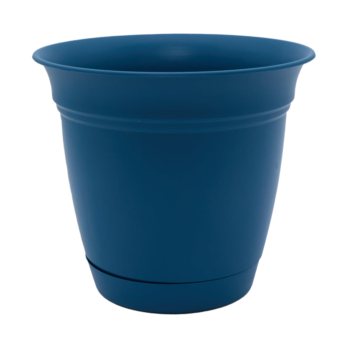 The HC Companies Eclipse Round Planter with Saucer - Outdoor & Indoor Plant Pot with Drainage Holes - Lightweight, UV-Resistant Plastic Pots for Plants, Flowers & Herbs (20" Black, Pack of 1)