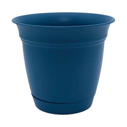 The HC Companies Eclipse Round Planter with Saucer - Outdoor & Indoor Plant Pot with Drainage Holes - Lightweight, UV-Resistant Plastic Pots for Plants, Flowers & Herbs (20" Black, Pack of 1)