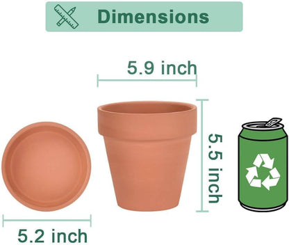 vensovo 6 Inch Terracotta & Clay Pots for Plant with Saucer, 4 Pack