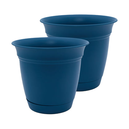The HC Companies Eclipse Round Planter with Saucer - Outdoor & Indoor Plant Pot with Drainage Holes - Lightweight, UV-Resistant Plastic Pots for Plants, Flowers & Herbs (20" Black, Pack of 1)