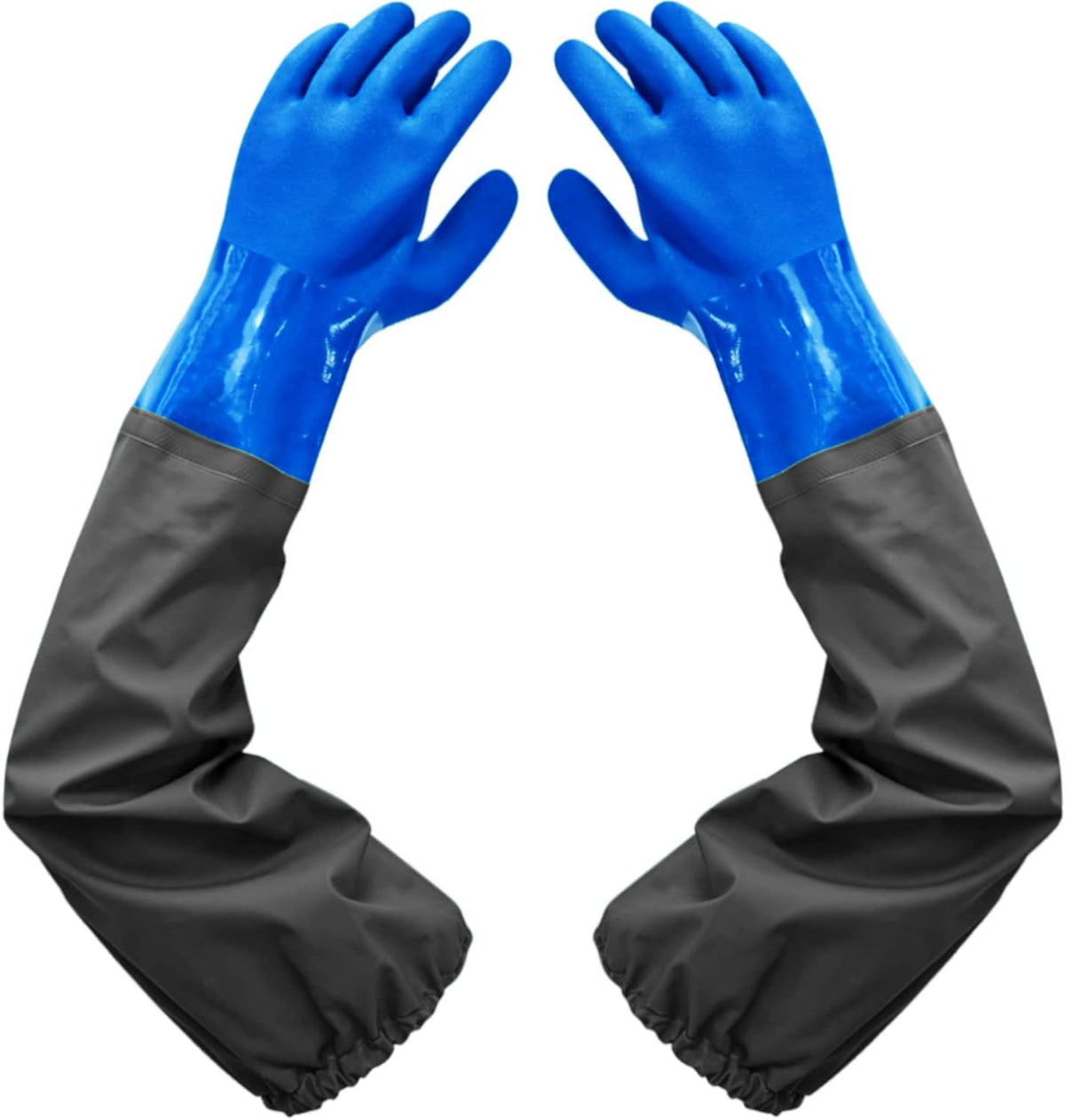 Haiou 25" Long Rubber Gloves for Waterproof Pond Gloves for Cleaning -Large