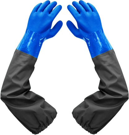 Haiou 25" Long Rubber Gloves for Waterproof Pond Gloves for Cleaning -Large
