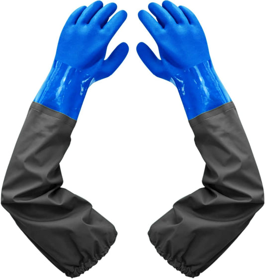 Haiou 25" Long Rubber Gloves for Waterproof Pond Gloves for Cleaning -Large