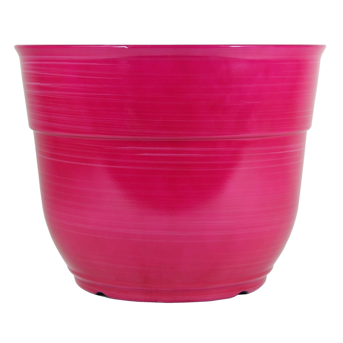 Garden Elements Indoor/Outdoor Glazed Brushed Happy Plastic Planter, Large, Dark Blue, 15"