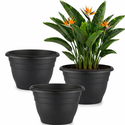 RooTrimmer 5 Pack 10 Inch Plant Pots Lightweight Planters with Drainage Holes,Durable Indoor & Outdoor Flower Pots for Garden,Patio & Home Decor(Pottery Red)
