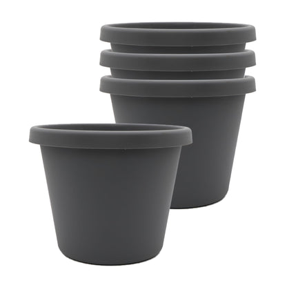 The HC Companies Prima Round Plastic Plant Pot w/Rolled Rim - Lightweight & UV Resistant Flower Pot for Herbs & More - Outdoor & Indoor Plant Pots w/Drainage (12 inch, Warm Gray, Pack of 1)