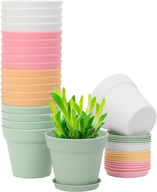 GARDIFE 20 Pack 4 inch Plant pots, planters for Indoor Plants, Flower pots, Color
