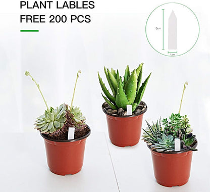 JERIA 200-Pack 4 Inch Plastic Nursery Pots Come with 200 Pcs Labels, Seedling Flower Plant Container and Seed Starting Pots