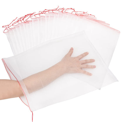 Kikhope 10 Pcs Garden Mesh Netting - 29"x21" Insect Bird Netting Pest Barrier Bags with Drawstring -Plant Fruit Protection Bag for Fruit Trees & Tomato Plants, Blocks Birds, Squirrels & Insects