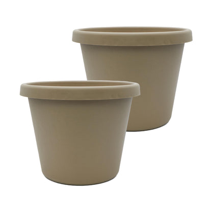 The HC Companies Prima Round Plastic Plant Pot w/Rolled Rim - Lightweight & UV Resistant Flower Pot for Herbs & More - Outdoor & Indoor Plant Pots w/Drainage (12 inch, Warm Gray, Pack of 1)