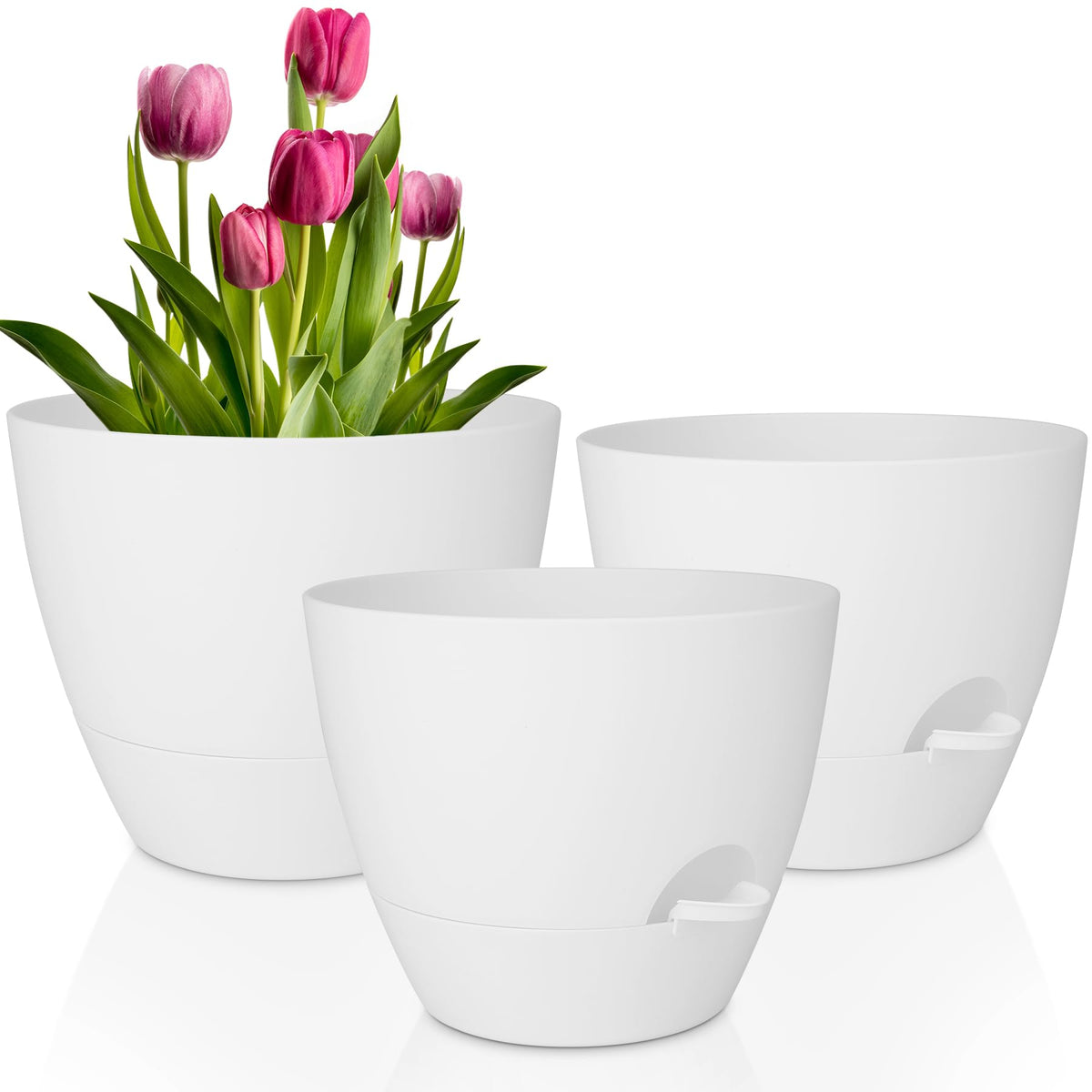 QRRICA 7/7.5/8/9/10 Inch Self Watering Pots for Indoor/Outdoor Plants