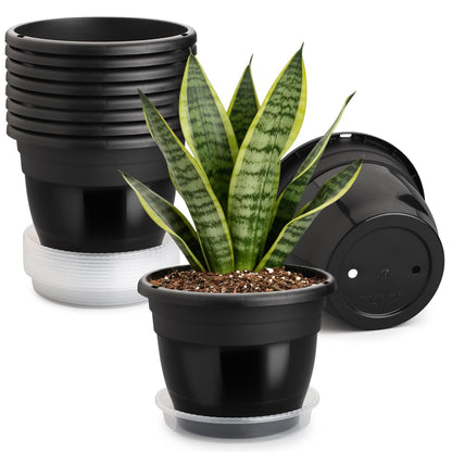 RooTrimmer 5 Pack 10 Inch Plant Pots Lightweight Planters with Drainage Holes,Durable Indoor & Outdoor Flower Pots for Garden,Patio & Home Decor(Pottery Red)