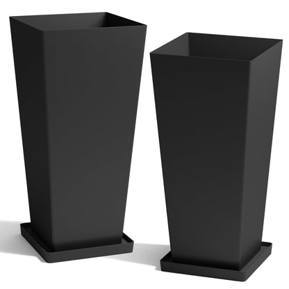 Worth Garden 20" White Plant Pots Tall Flower Pots Set of 2 Planters