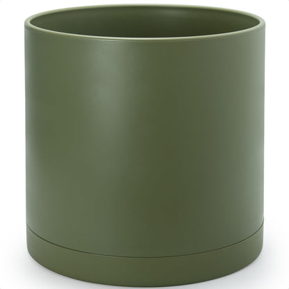 D'vine Dev Plastic Planter Pot with Saucer, 8 in, Black, 74-X-B-1