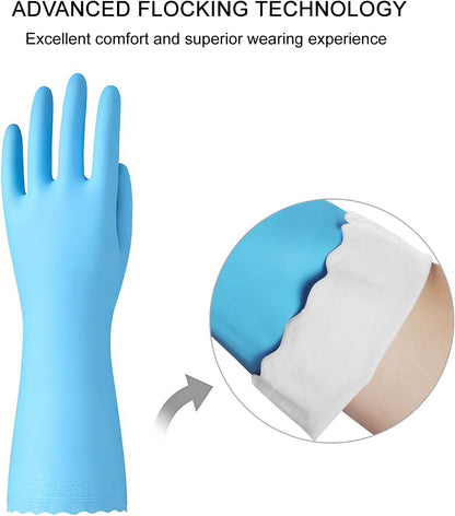 Bamllum Kitchen Cleaning Gloves, Latex-Free, Cotton Flocked Liner, Medium