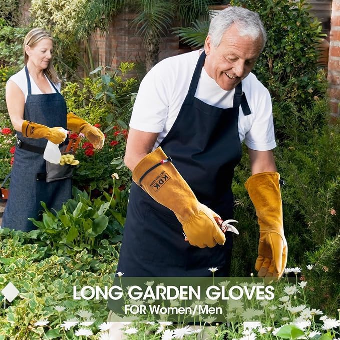 KDK Long Cowhide Gardening Gloves Men Women Thorn Proof Rose Pruning Gloves