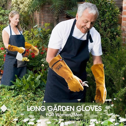 KDK Long Cowhide Gardening Gloves Men Women Thorn Proof Rose Pruning Gloves