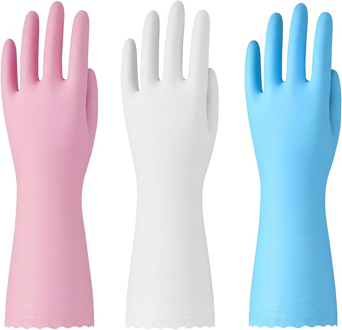 Bamllum Kitchen Cleaning Gloves, Latex-Free, Cotton Flocked Liner, Medium