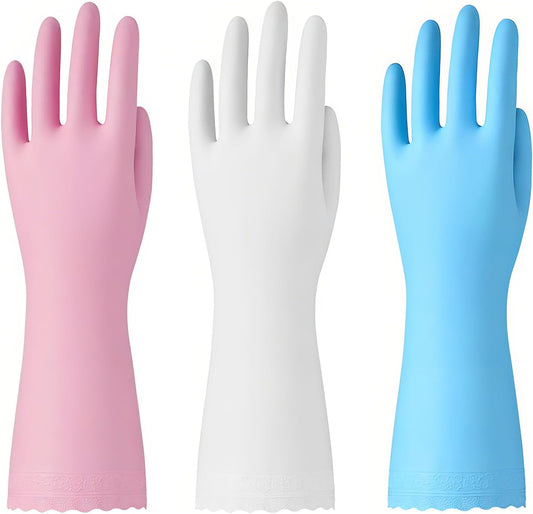 Bamllum Kitchen Cleaning Gloves, Latex-Free, Cotton Flocked Liner, Medium