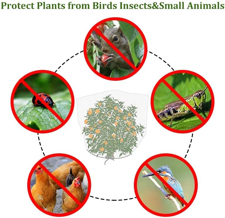 Agfabric Bird Netting 84" Hx72 W Garden Netting Insect Pest Barrier,Plant Cover Fruit Tree Netting Mesh Protection Bag with Zipper,White