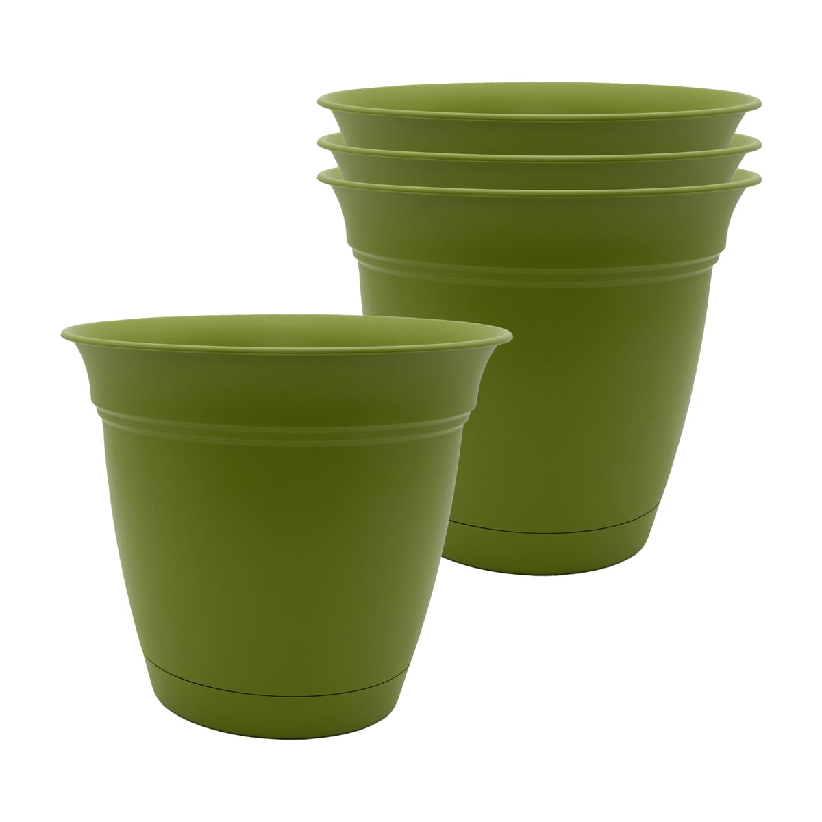 The HC Companies Eclipse Round Planter with Saucer - Outdoor & Indoor Plant Pot with Drainage Holes - Lightweight, UV-Resistant Plastic Pots for Plants, Flowers & Herbs (20" Black, Pack of 1)