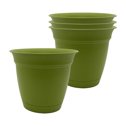 The HC Companies Eclipse Round Planter with Saucer - Outdoor & Indoor Plant Pot with Drainage Holes - Lightweight, UV-Resistant Plastic Pots for Plants, Flowers & Herbs (20" Black, Pack of 1)