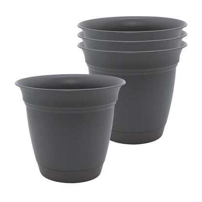 The HC Companies Eclipse Round Planter with Saucer - Outdoor & Indoor Plant Pot with Drainage Holes - Lightweight, UV-Resistant Plastic Pots for Plants, Flowers & Herbs (20" Black, Pack of 1)