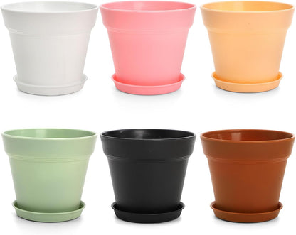 Frcctre 30 Pack 4 Inch Plastic Planter Pots, Small Flower Pots Seedlings Nursery Pots with Drainage Hole and Saucers for Indoor Outdoor Plants Flowers Herbs Succulents, 6 Colors