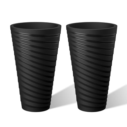 Kante Set of 2 Black Plastic Round Planters 13" Tall Home & Outdoor