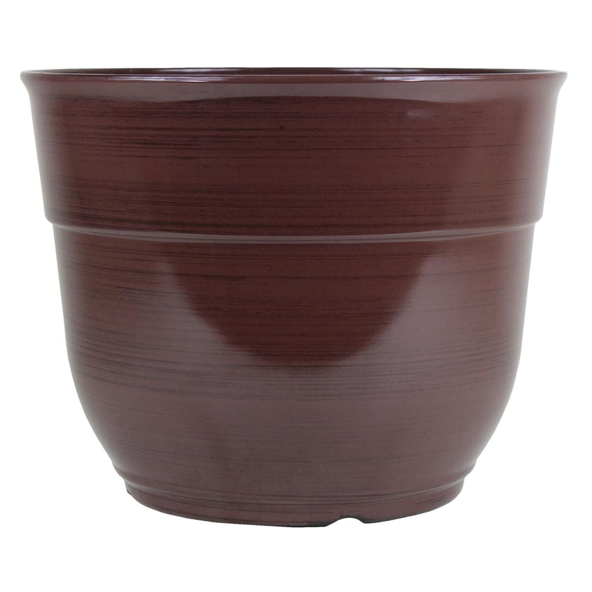 Garden Elements Indoor/Outdoor Glazed Brushed Happy Plastic Planter, Large, Dark Blue, 15"