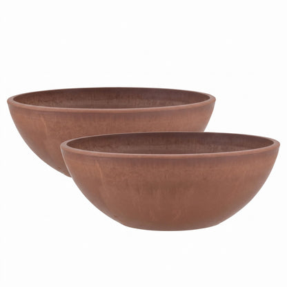 PSW Pot Collection M30TP 10-inch Plastic/Stone/Wood Composite Low Bowl Planter – No Drainage Hole (Drillable), Shallow Indoor/Outer Pot for Succulents, Bonsai, Fairy Gardens, Herbs, Taupe