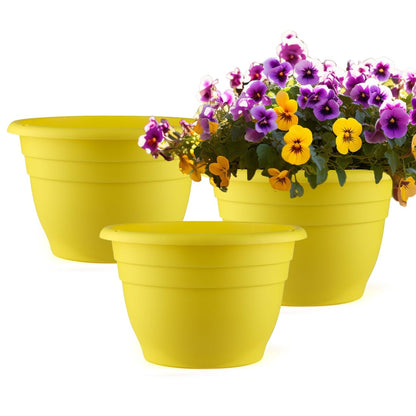 RooTrimmer 5 Pack 10 Inch Plant Pots for Indoor Outdoor,Plastic Floor Planters with Drainage Holes,Lightweight Flower Pots for Home,Patio & Garden(Grey)