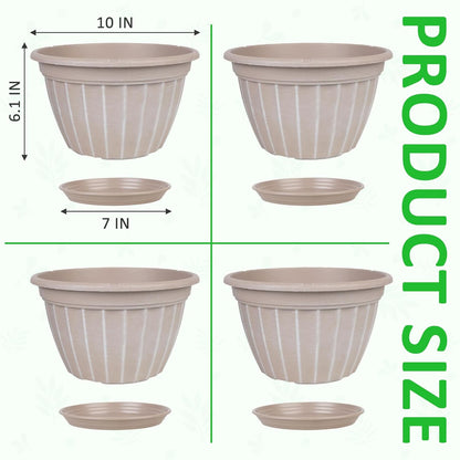 10 Inch Plant Pots,4 Pack Flower Pot,Planters Pot with Drainage Hole