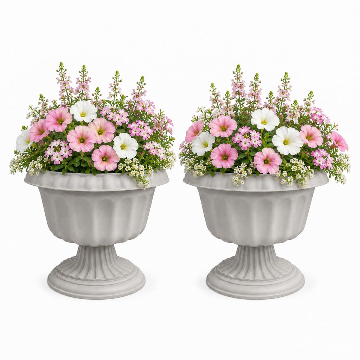 Usocik 10 Inch Outdoor Urn Planters, 2 Pack Pedestal Flower Pots