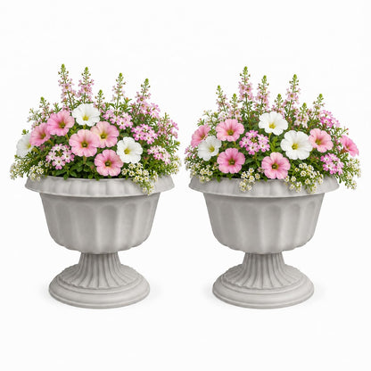 Usocik 10 Inch Outdoor Urn Planters, 2 Pack Pedestal Flower Pots