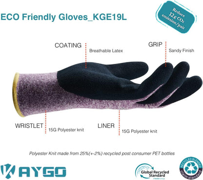 KAYGO Women's Work Gloves, Sandy Latex Grip, Breathable
