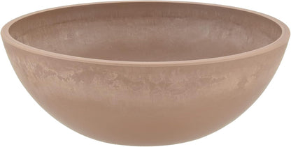 PSW Pot Collection M30TP 10-inch Plastic/Stone/Wood Composite Low Bowl Planter – No Drainage Hole (Drillable), Shallow Indoor/Outer Pot for Succulents, Bonsai, Fairy Gardens, Herbs, Taupe