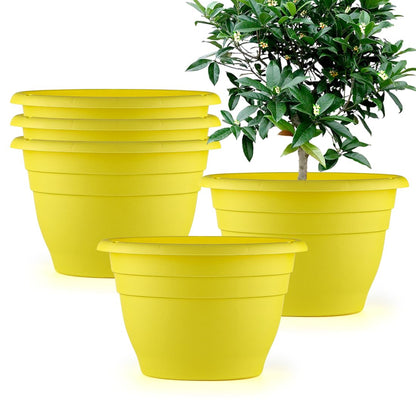RooTrimmer 5 Pack 10 Inch Plant Pots Lightweight Planters with Drainage Holes,Durable Indoor & Outdoor Flower Pots for Garden,Patio & Home Decor(Pottery Red)