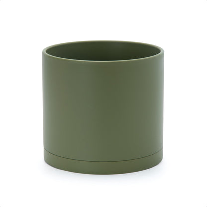 D'vine Dev Plastic Planter Pot with Saucer, 8 in, Black, 74-X-B-1